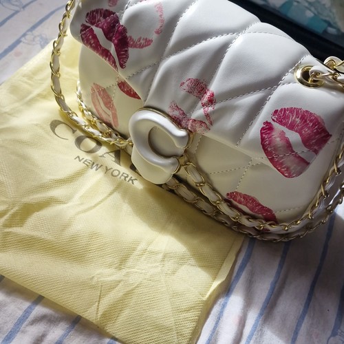 Coach white quilted - white, leather