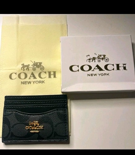 Coach black logo card wallet - card,
