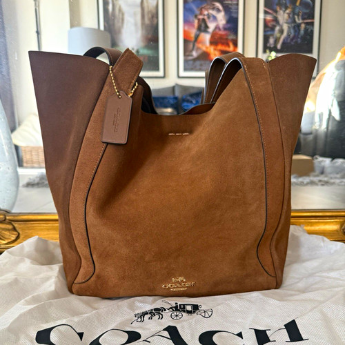 Coach brown suede tote bag - coach,
