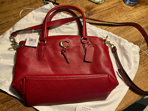 Coach red pebbled leather bag - red,