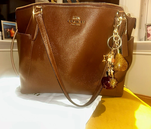 Coach brown pebbled - brown, leather