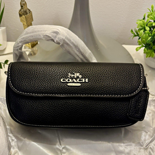 Coach black pebbled leather - black,