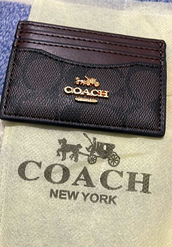 Coach black leather - leather, card