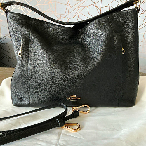 Coach black pebbled leather - black,