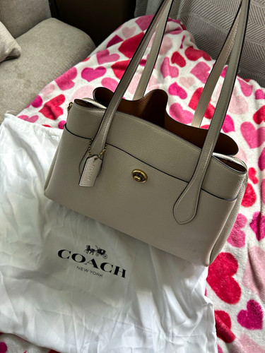 Coach beige pebbled - beige, tote