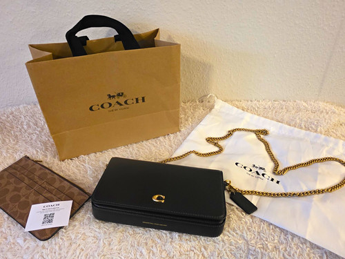 Coach black pebbled leather - black,